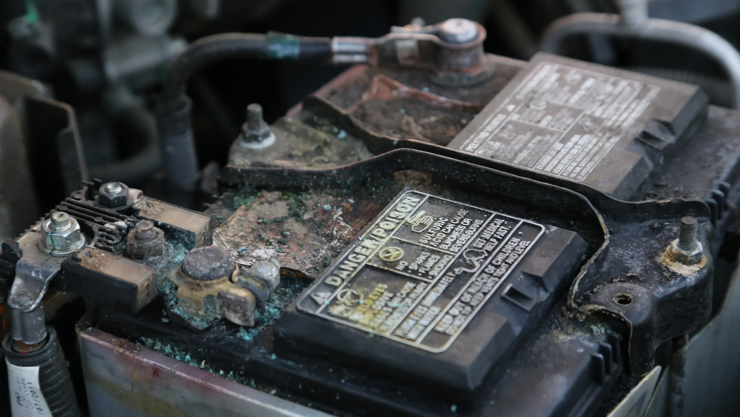 Corroded car battery terminals